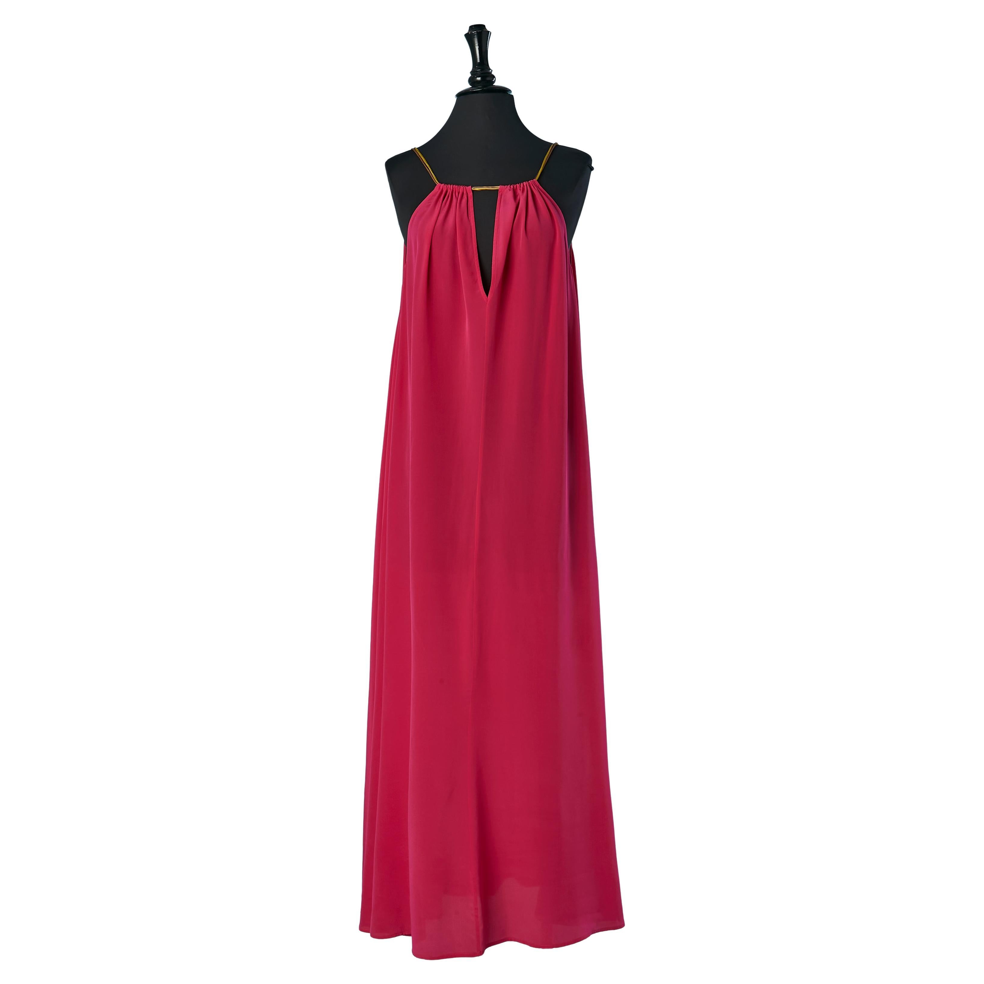 Pink oversize silk beachwear dress with drawstring shoulder strap ERES