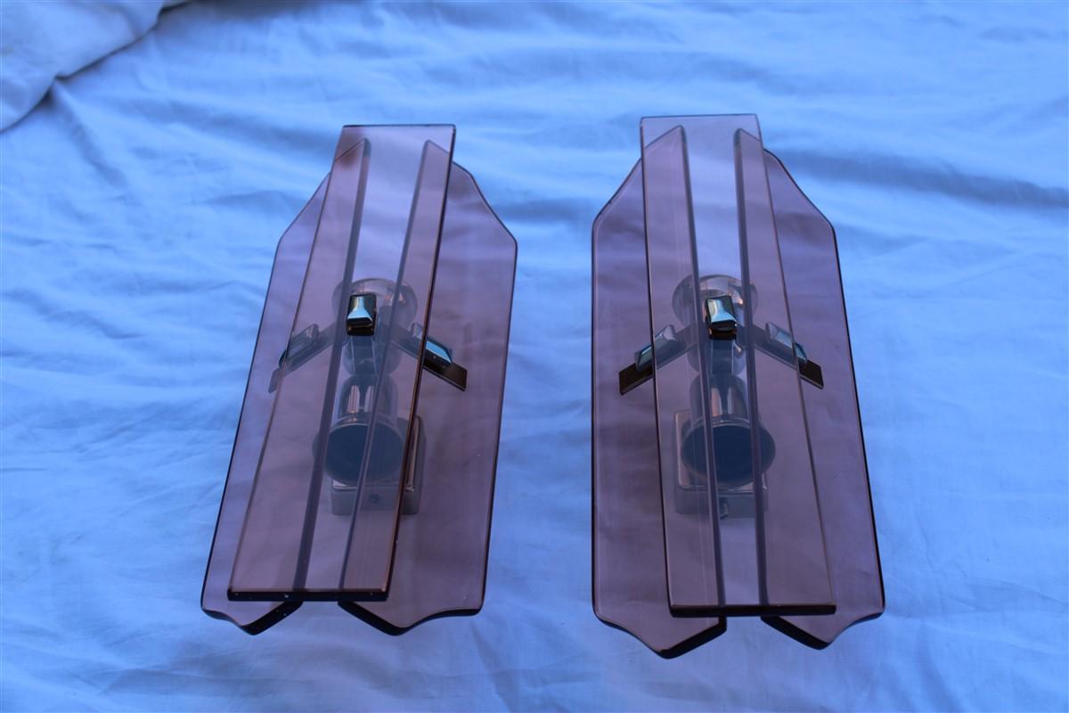 Pink Pair of Sconces Veca Design Italian Design Crystall, 1960s In Good Condition In Palermo, Sicily