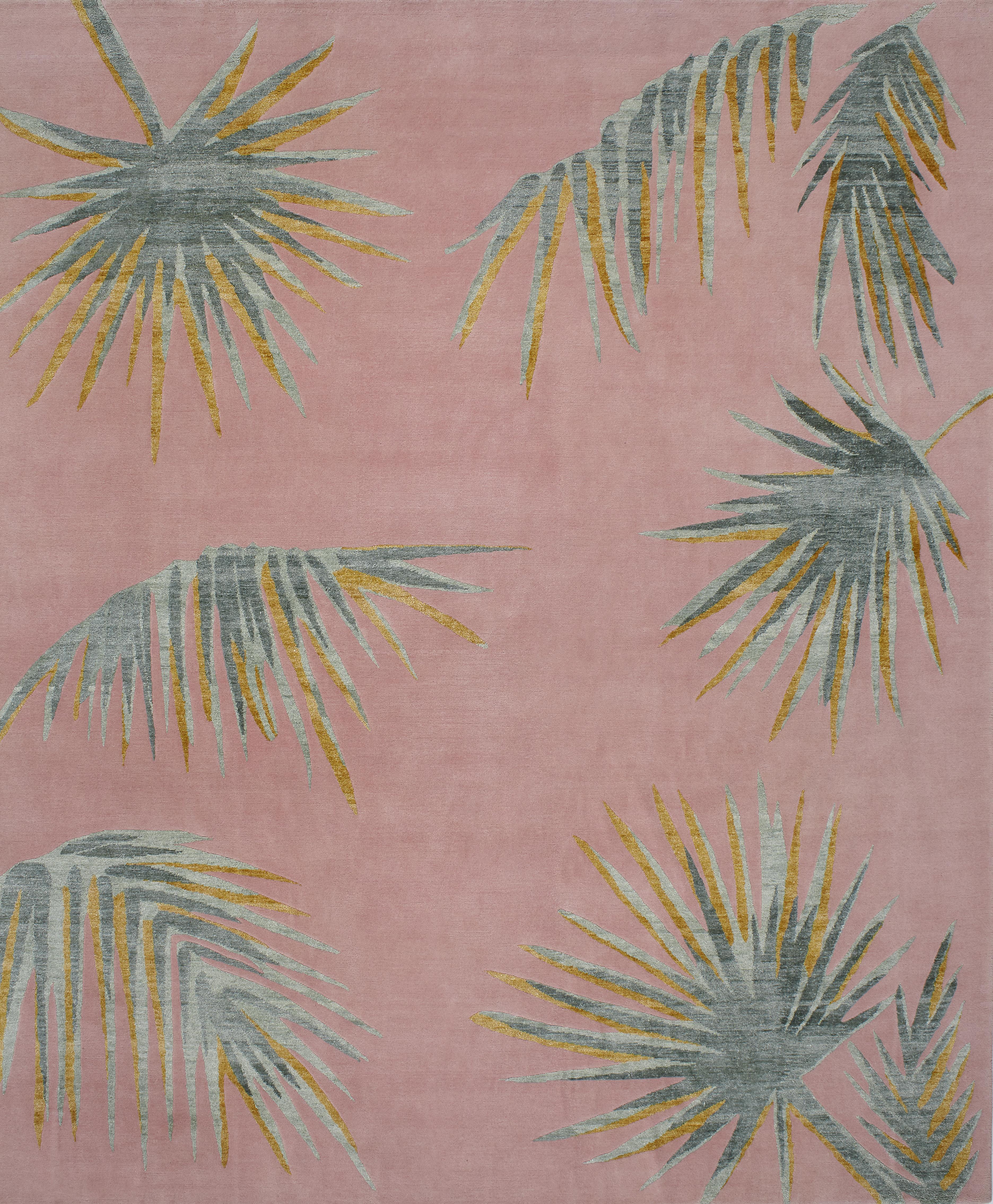 Tibetan Pink Palms Rug by Ilaria Ferraro For Sale