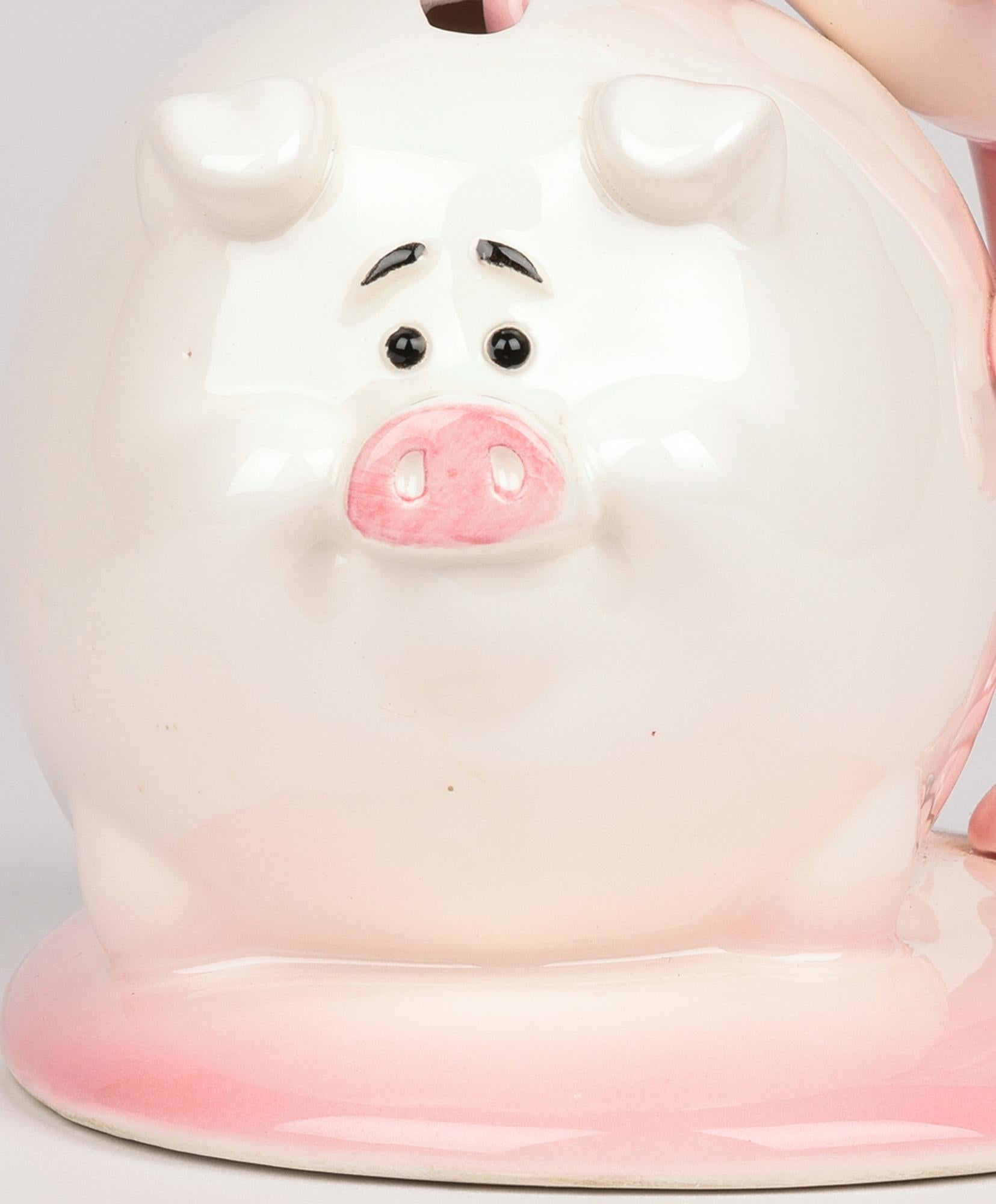 Modern Pink Panther Collection Royal Orleans Pottery Pig Money Box For Sale