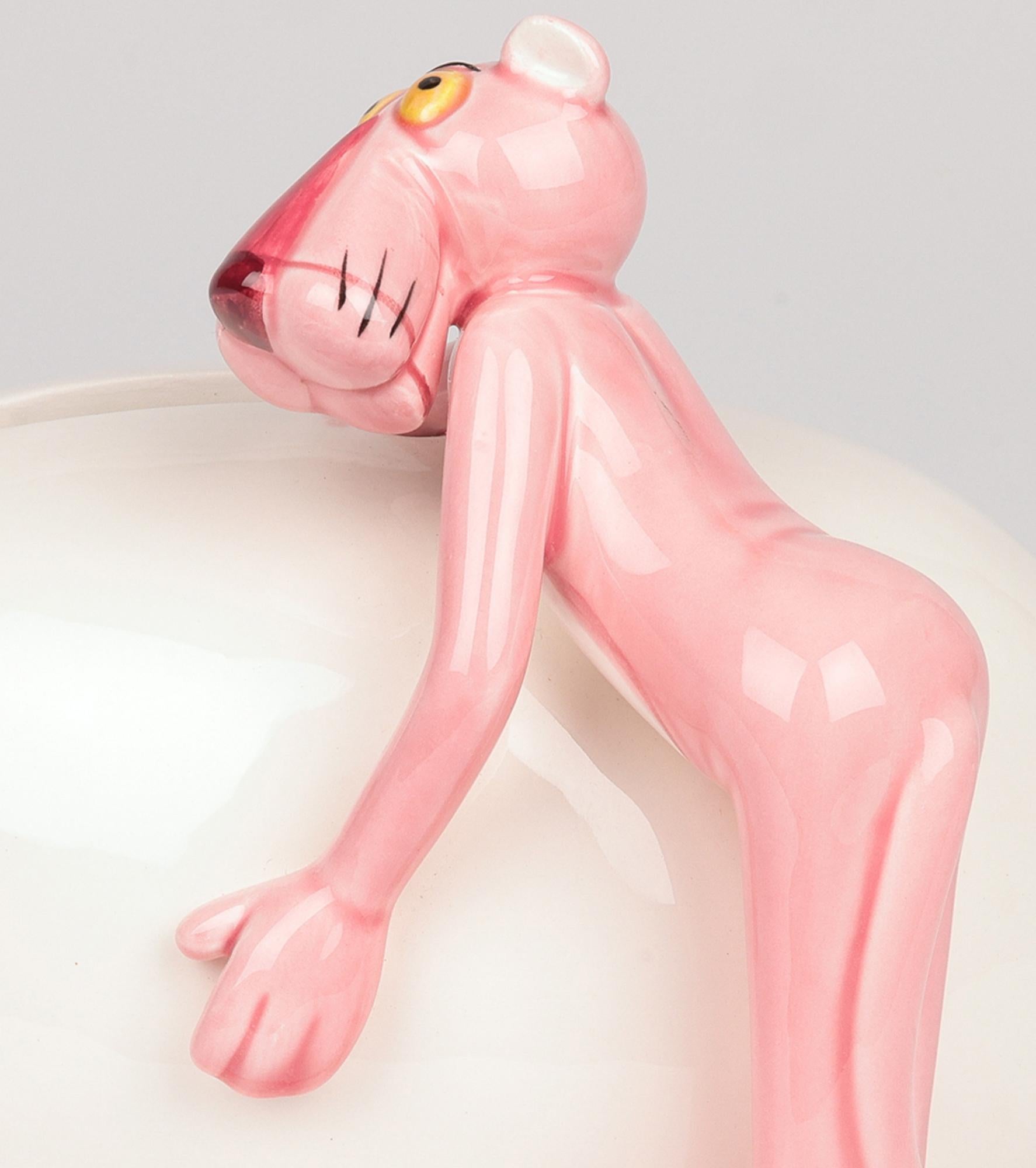 Glazed Pink Panther Collection Royal Orleans Pottery Pig Money Box For Sale