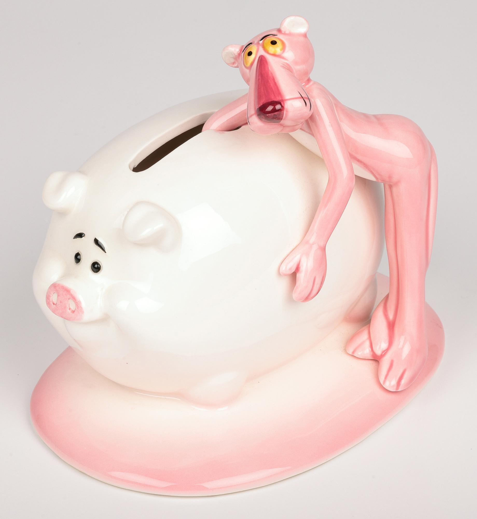 Ceramic Pink Panther Collection Royal Orleans Pottery Pig Money Box For Sale