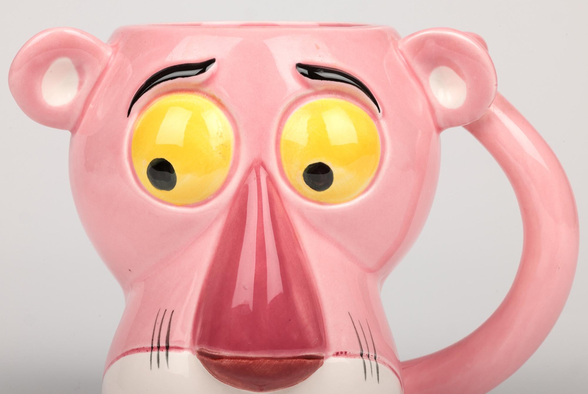 Glazed Pink Panther Collection Royal Orleans Pottery Pink Panther Character Mug For Sale