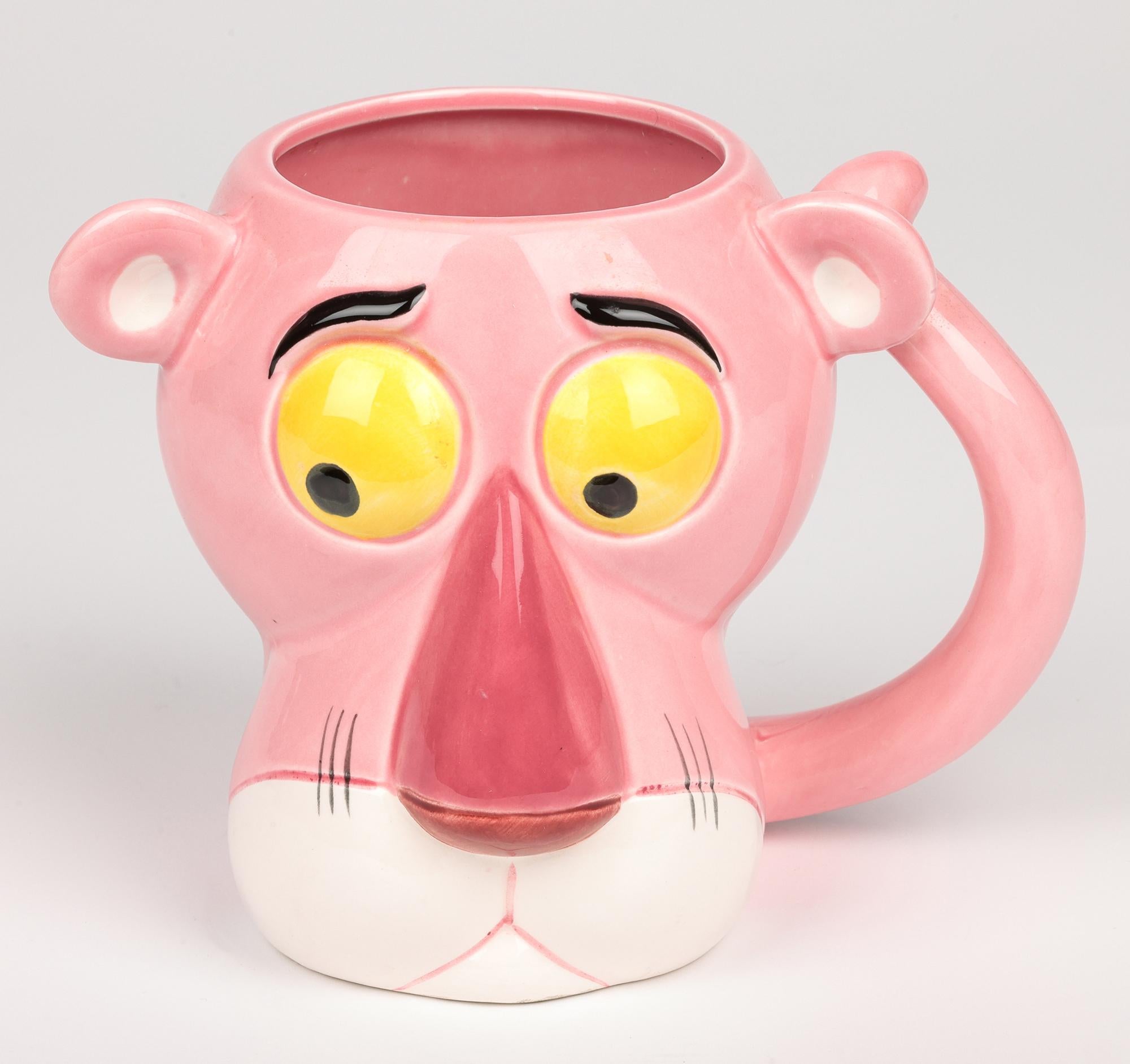 Ceramic Pink Panther Collection Royal Orleans Pottery Pink Panther Character Mug For Sale