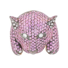 Pink Panther Dark Pink Sapphires Pavè Panther Fashion Ring
