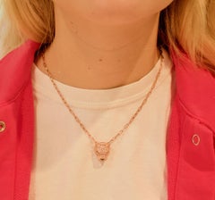 roségold-Diamant-Halskette "Pink Panther" mit Smaragd-Augen