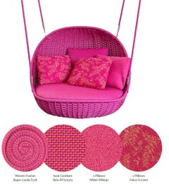 Pink Orbitry Swing for Indoor and Outdoor Use - Hand Woven Rope Fram