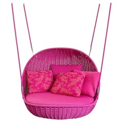 Pink Orbitry Swing for Indoor and Outdoor Use - Hand Woven Rope Fram