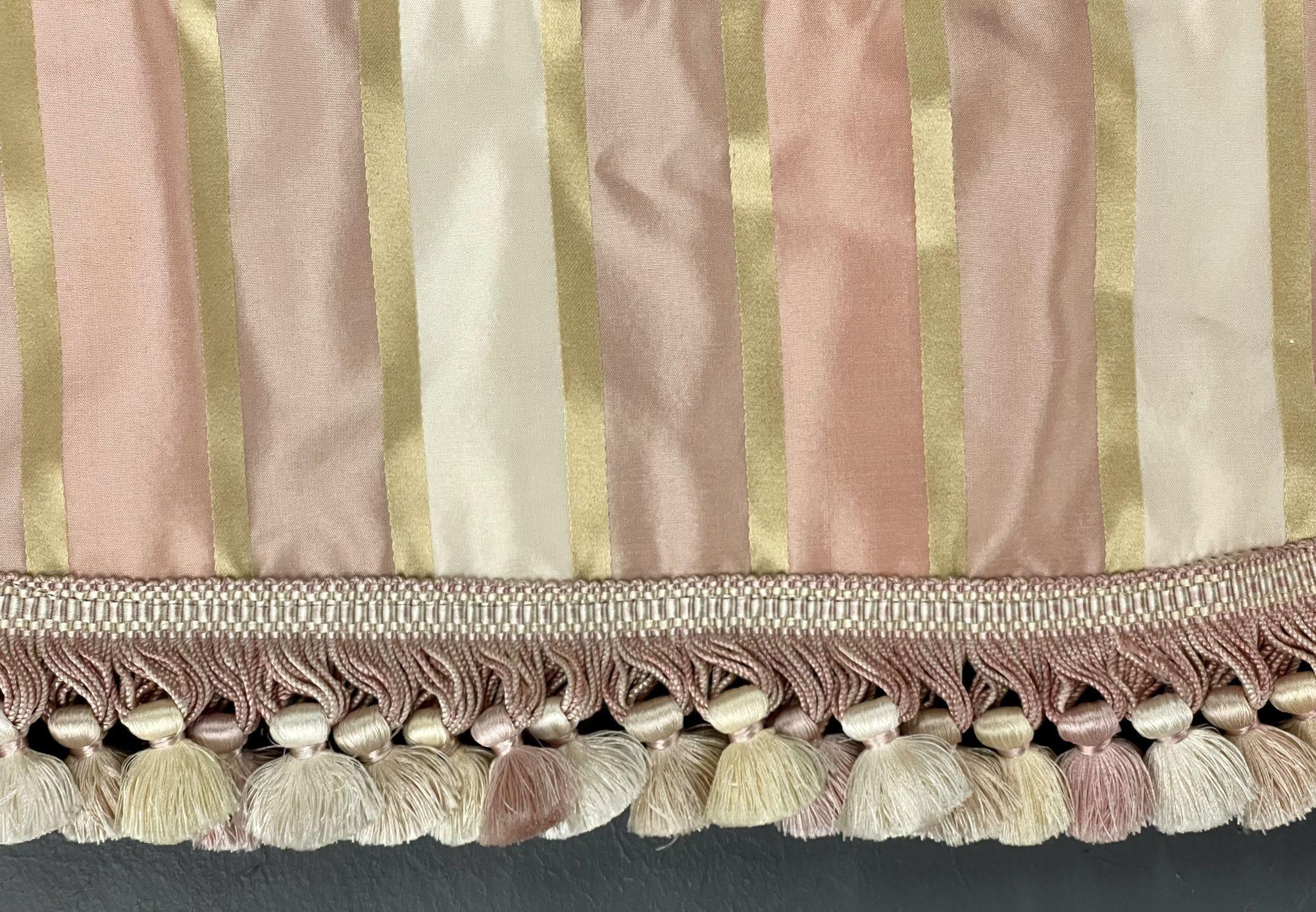 Linen Pink Pastel Stripe Curtains, Window Treatments, Valances, Scalamandre For Sale