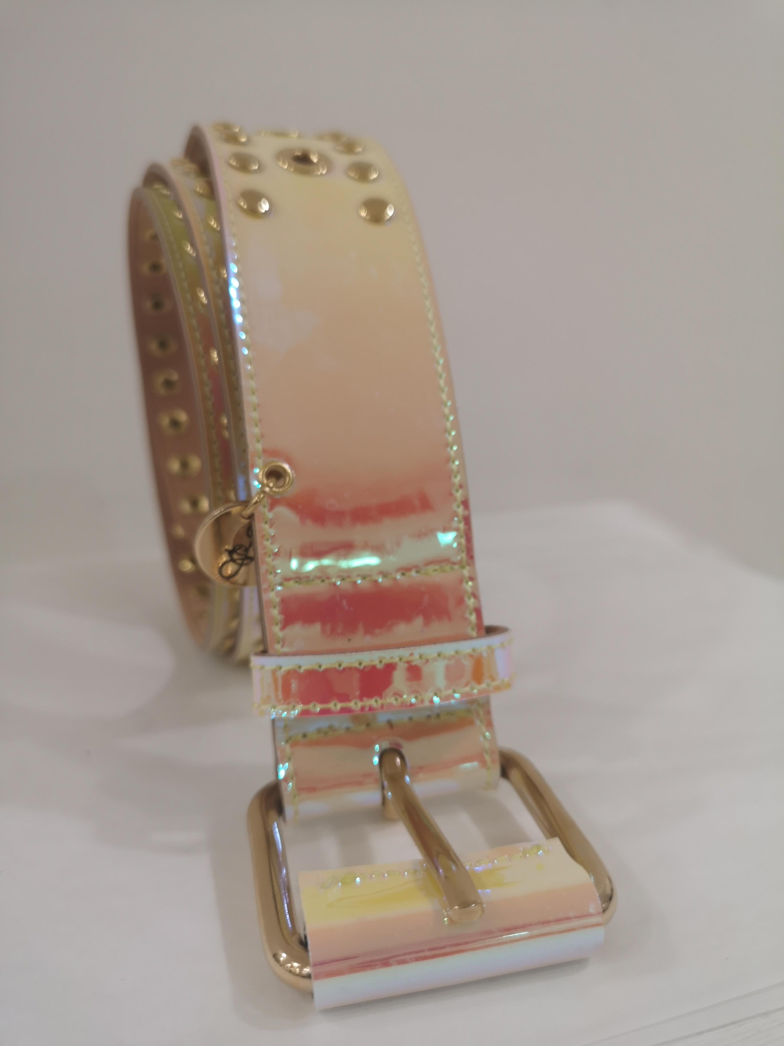 pink patent leather belt