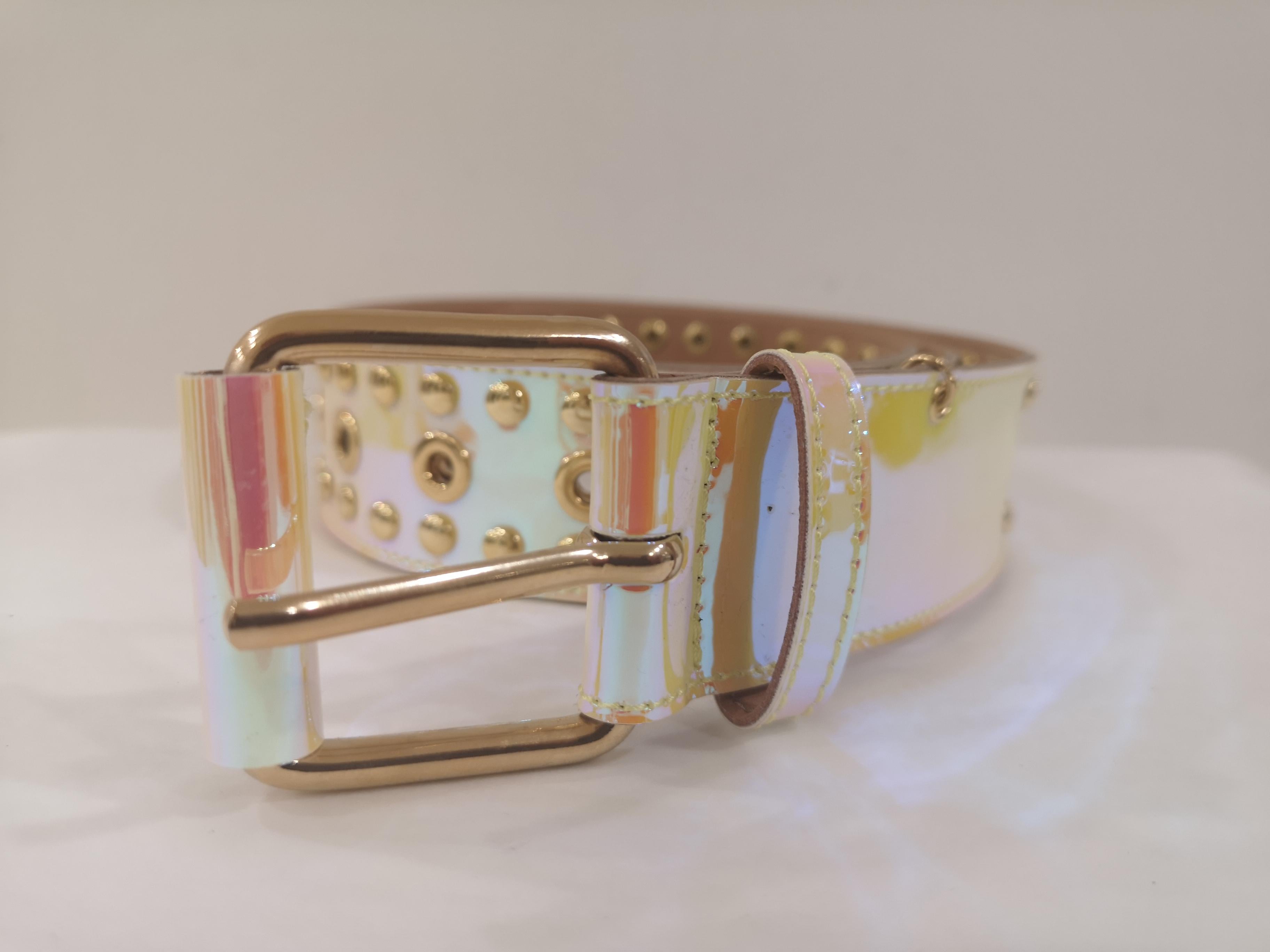 Pink Patent Leather handmade belt In New Condition In Capri, IT