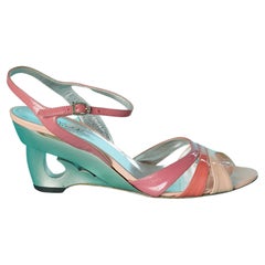 Pink patent leather sandals with sculpture heel Emilio Pucci