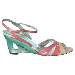 Pink patent leather sandals with sculpture heel Emilio Pucci 