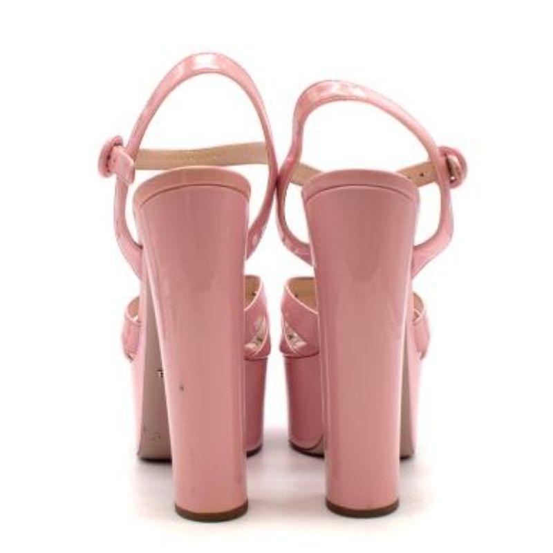 Beige Pink Patent Slingback Platform Sandals For Sale