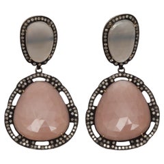 Pink & Pave Diamond Bavna Gemstone Drop Earrings
