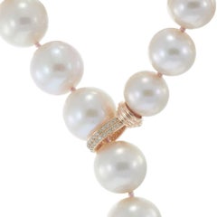 Pink Pearl und Champagne Diamond Lariat Halskette auf 18KT Rose Gold