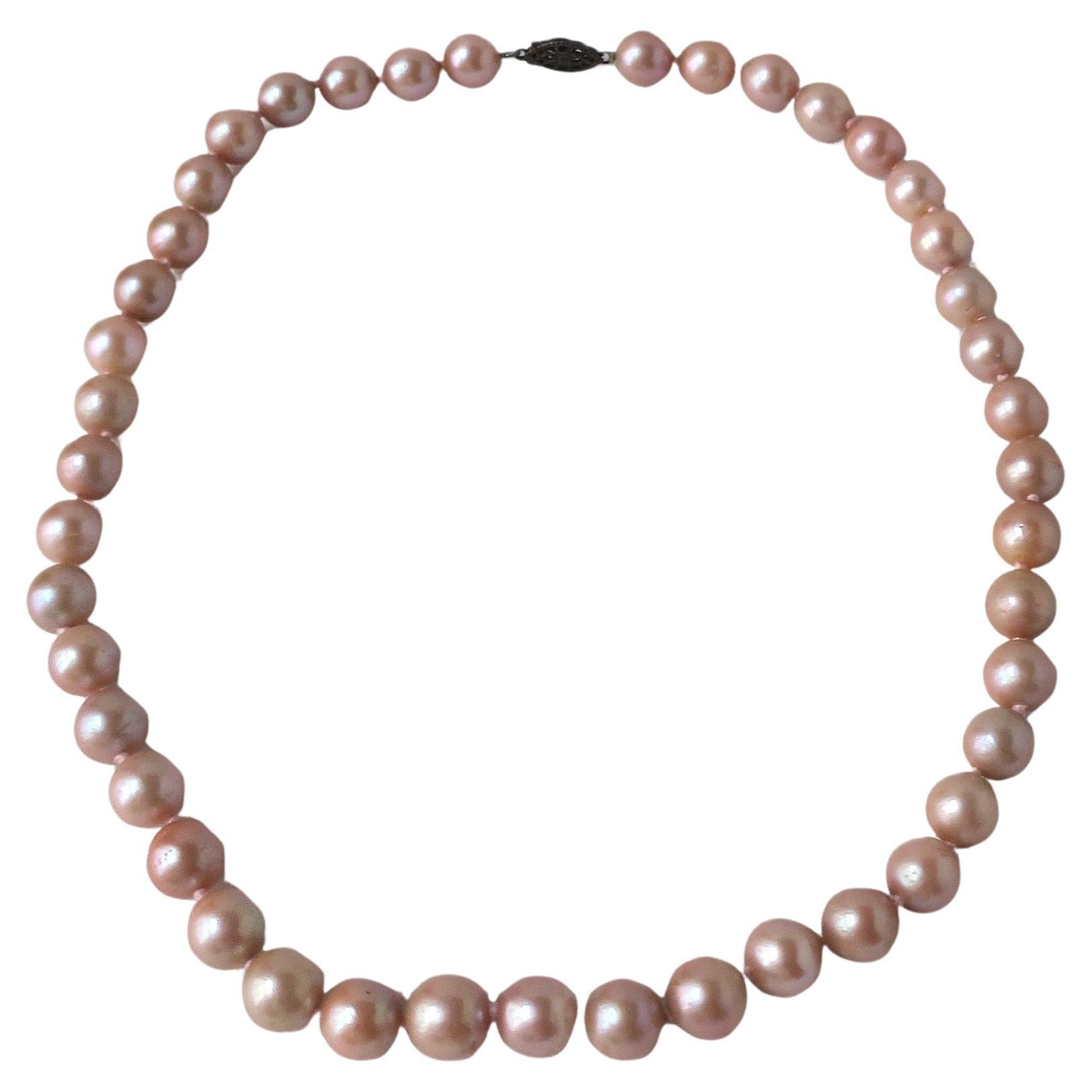 Pink Pearl Necklace For Sale
