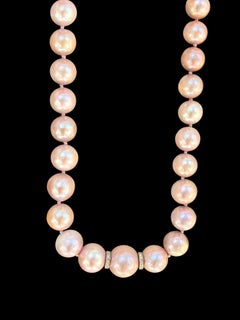 Rosa Perlenkette mit Silber und Diamanten