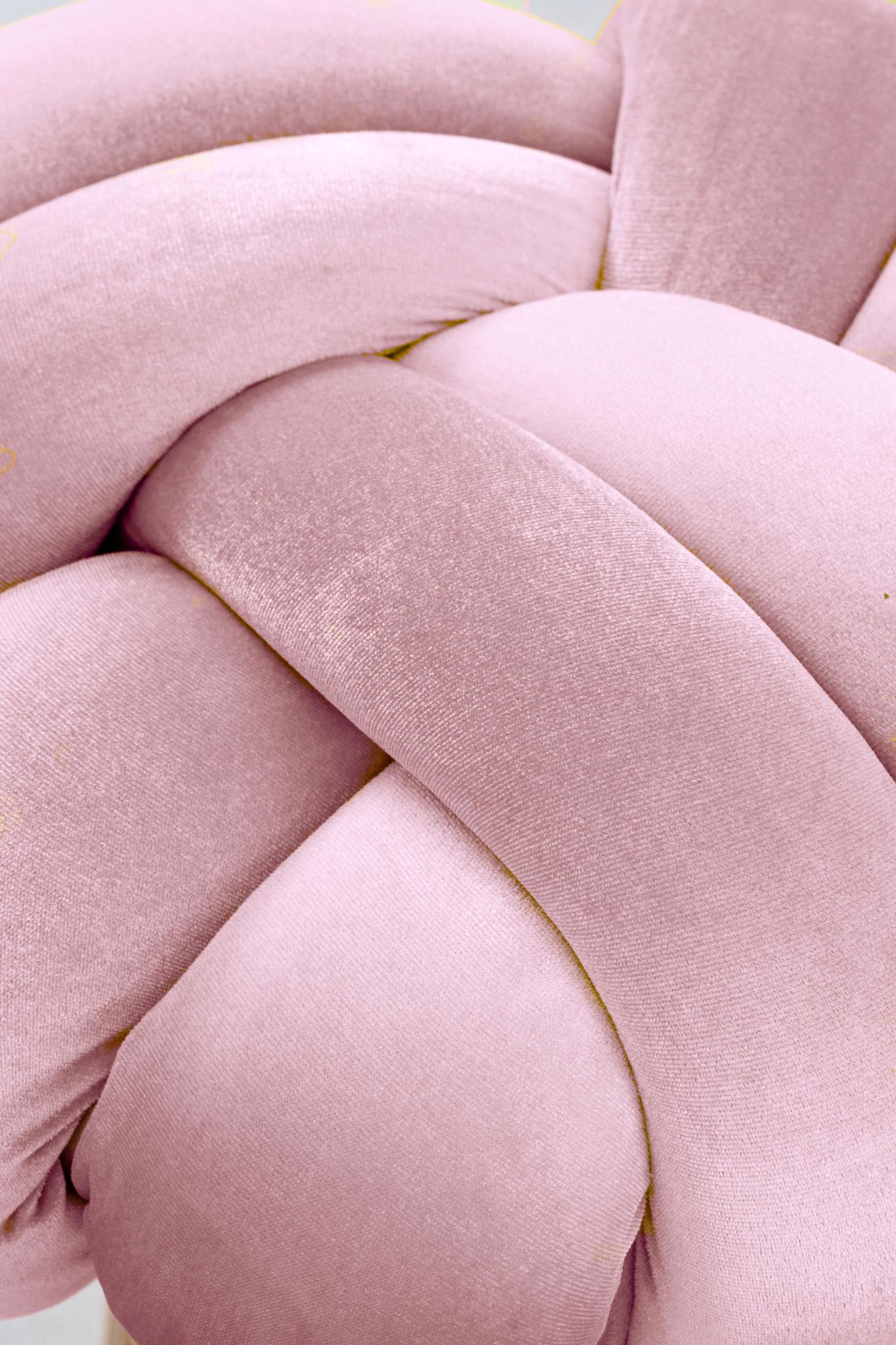 Moderno Sgabello con nodo in velluto rosa perlato in vendita