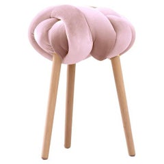 Tabouret à nœuds en velours perlé rose
