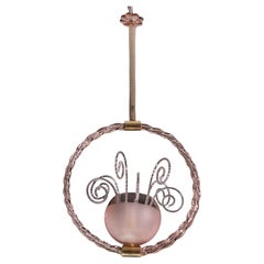 Pink Pendant Art Deco Barovier and Toso Chandelier Glass Murano, 1940