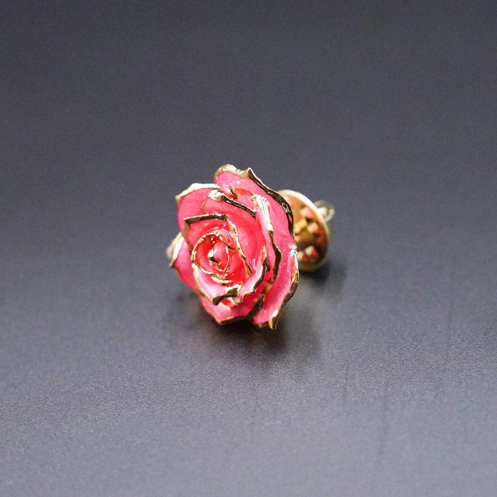 pink rose lapel pin