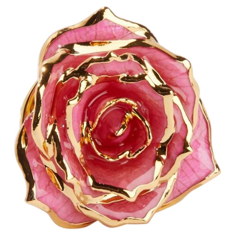 Pink Perfection, Glossy Lacquer Real Rose Eternal Lapel Pin For Sale