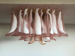 Pink Petal Chandelier Ceiling Light, Murano