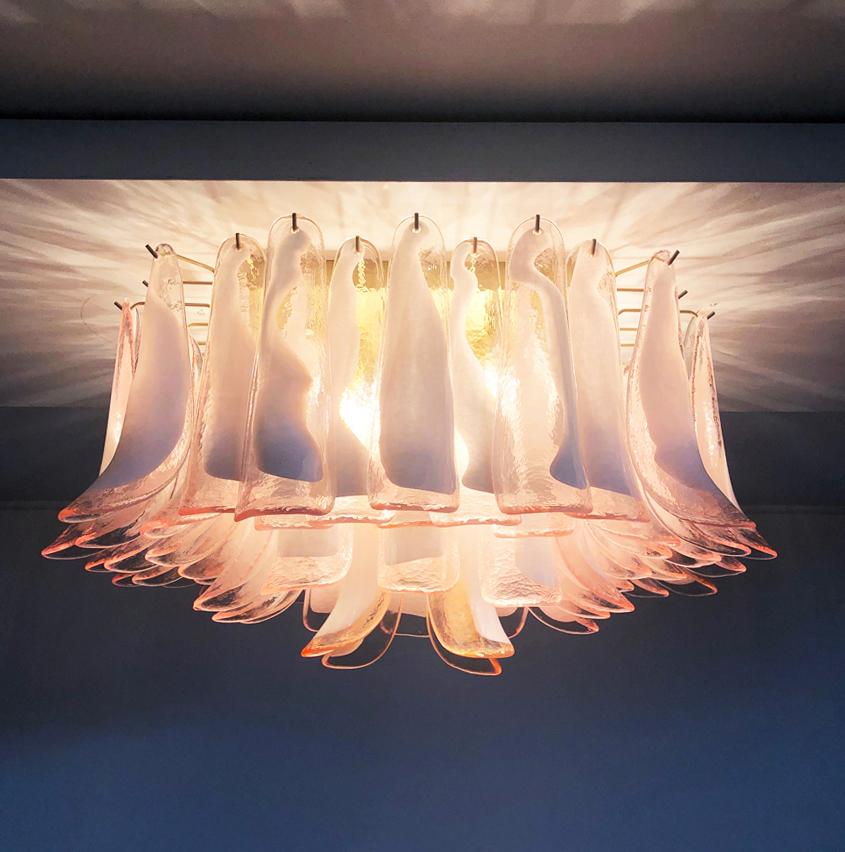 Pink Petal Chandelier Ceiling Light, Murano 1