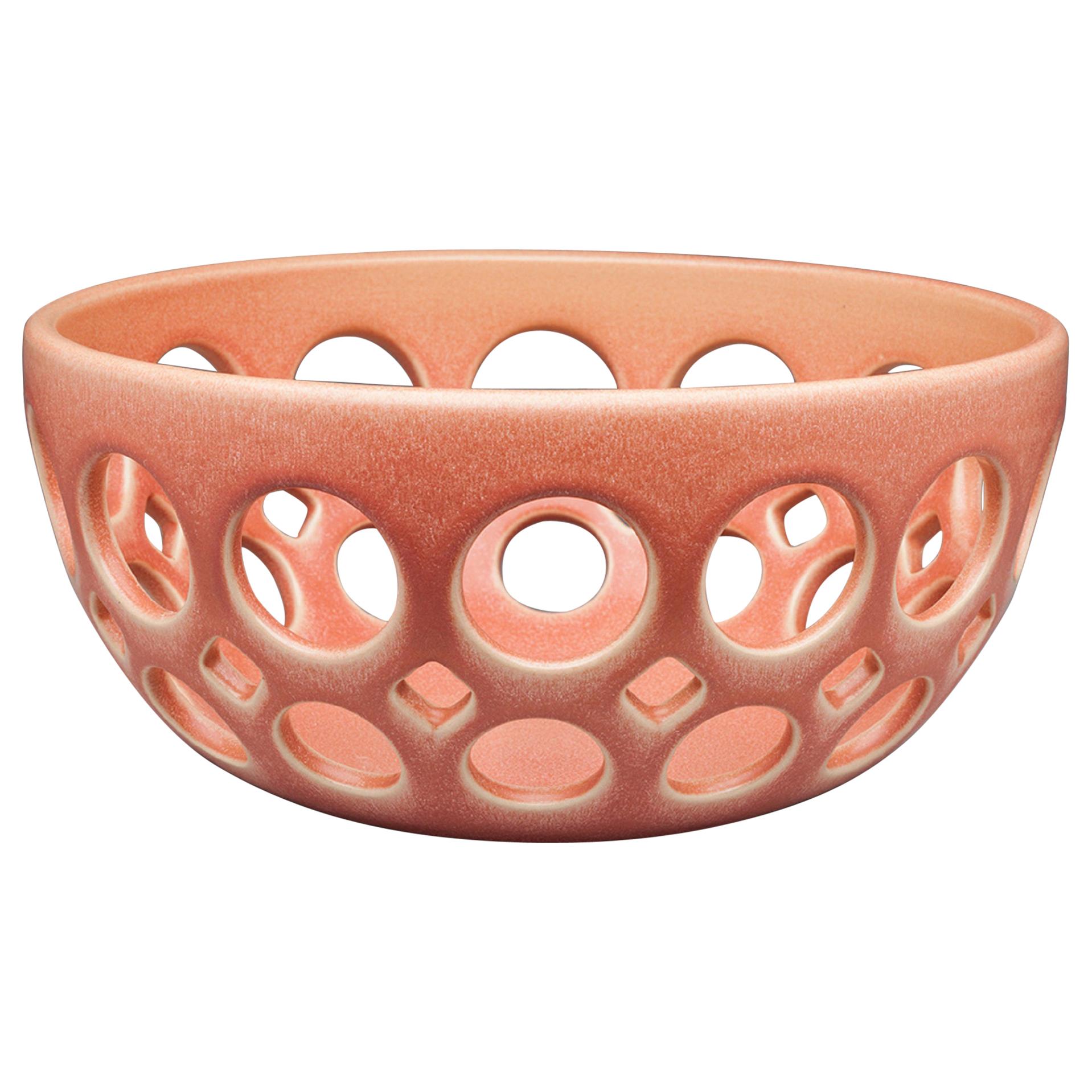 Pink Pierced Ceramic Tabletop Bowl, In Stock