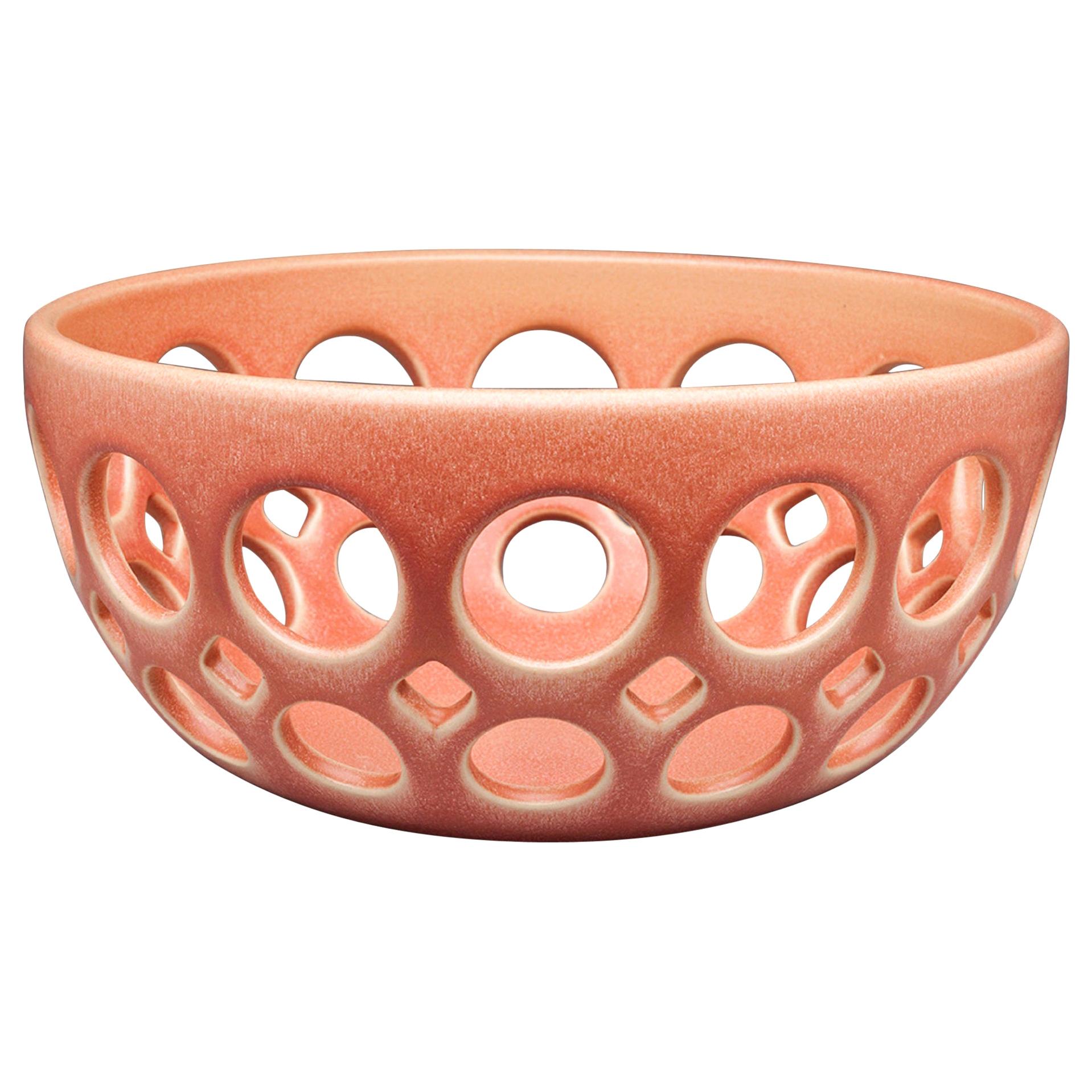 Pink Pierced Ceramic Tabletop Bowl, in Stock