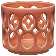 Pink Pierced Cylindrical Ceramic Fruit Bowl