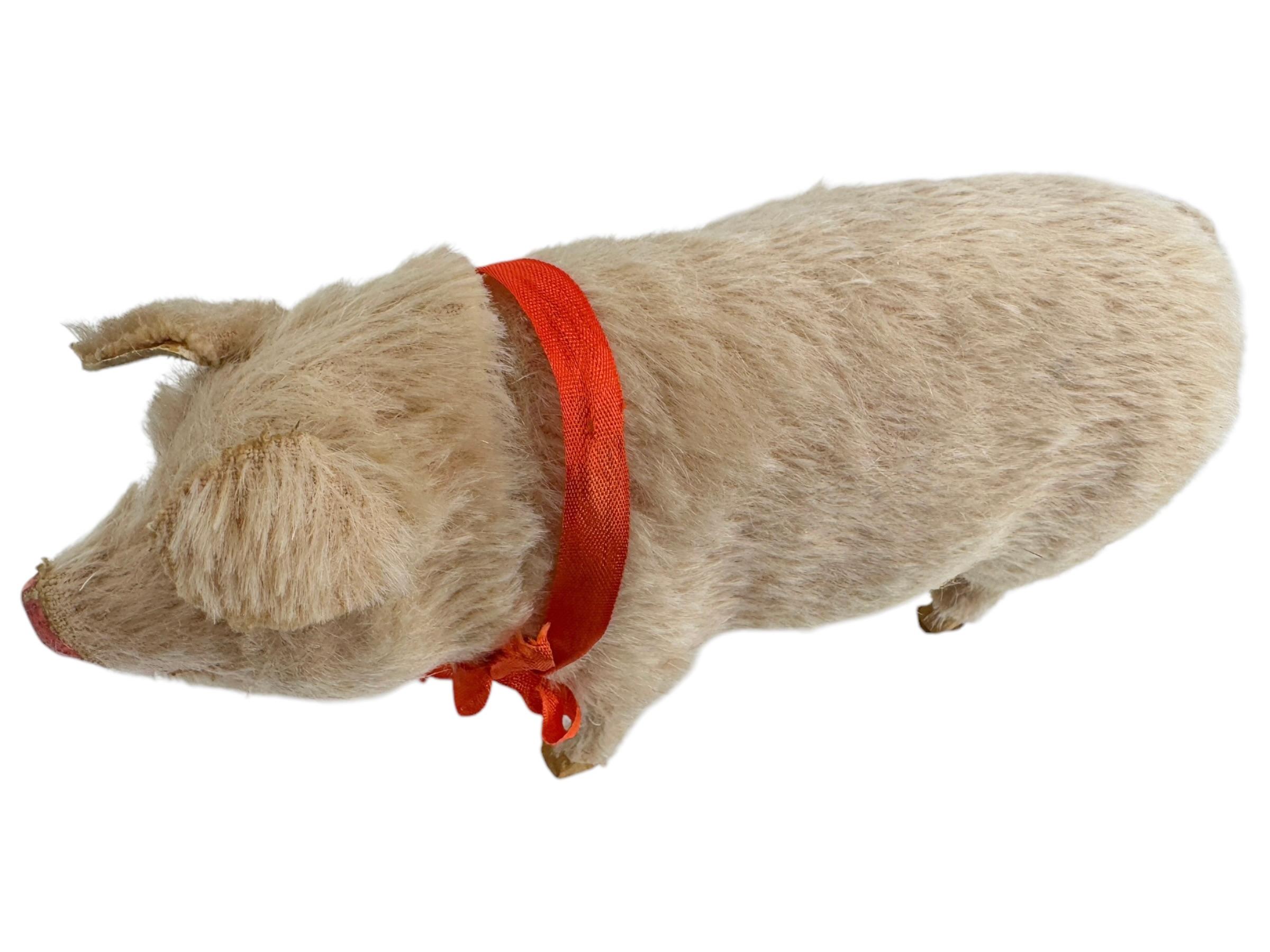 Pink Pig Lucky Charm Mohair Composition Candy Container, Antique, Austria, 1900s For Sale 7