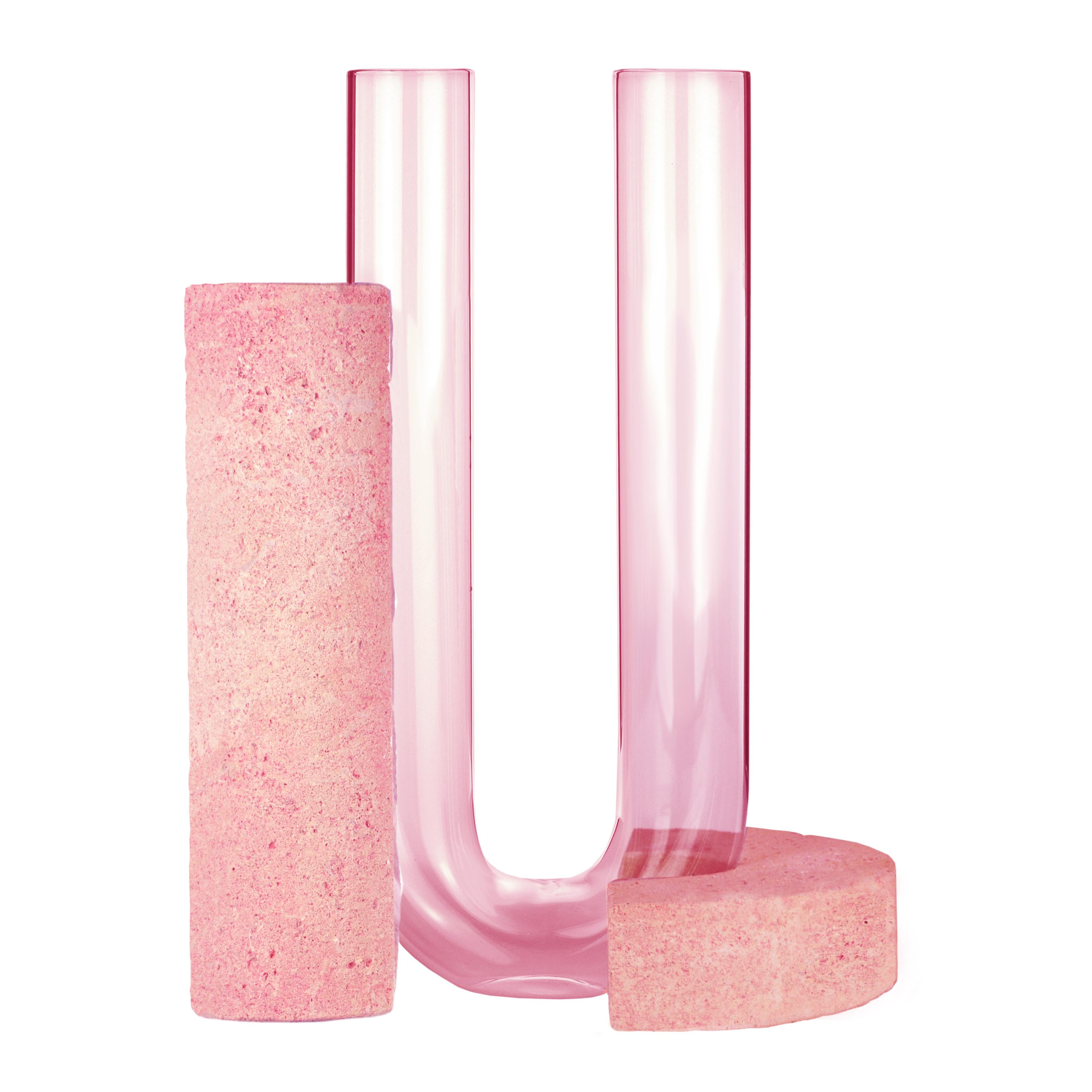 Post-Modern Pink-Pink Cochlea Della Consapevolezza Soils Edition Vase by Coki Barbieri For Sale