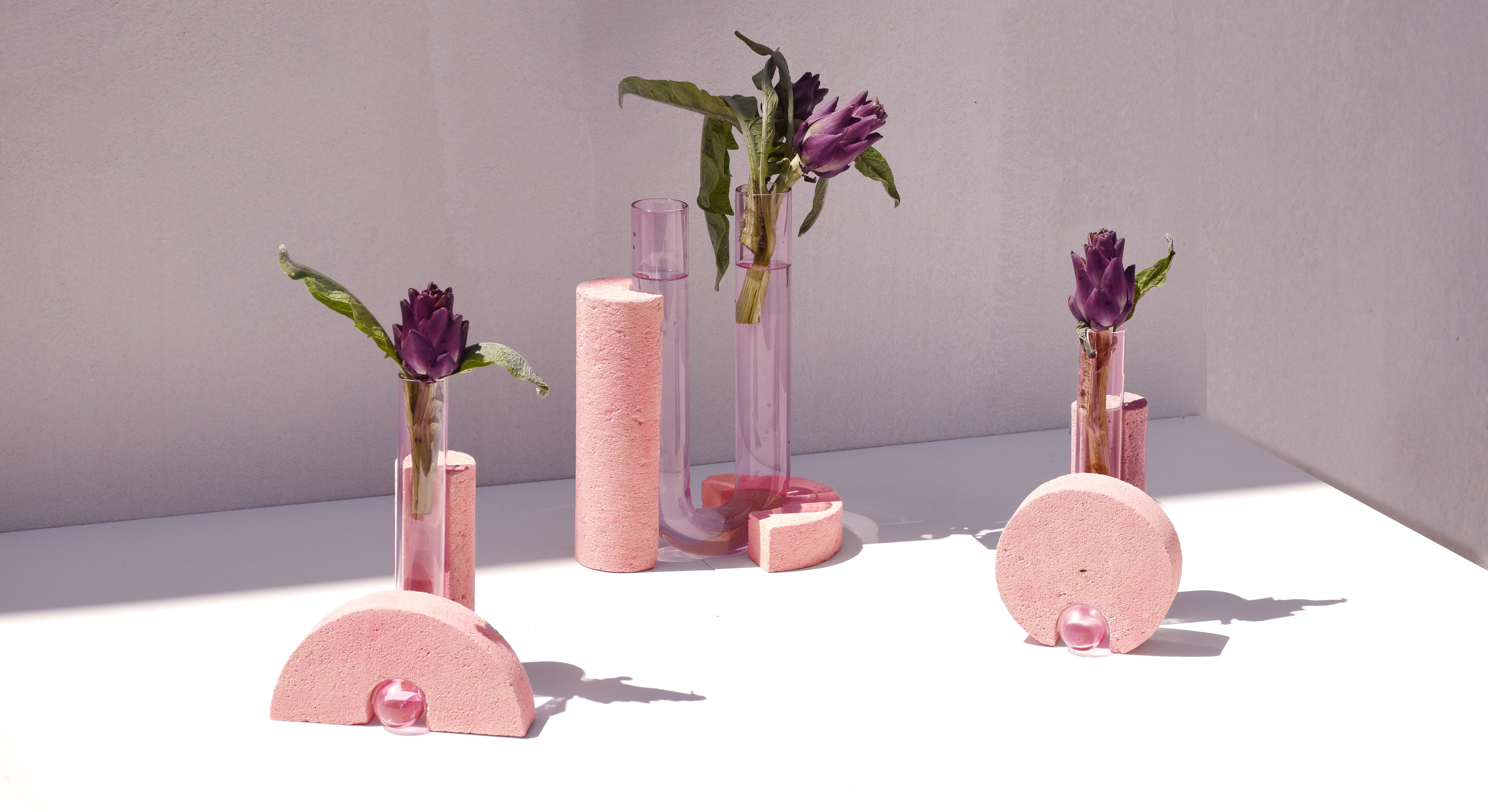Hand-Crafted Pink-Pink Cochlea Della Metamorfosi 1 Soils Edition Vase by Coki Barbieri For Sale