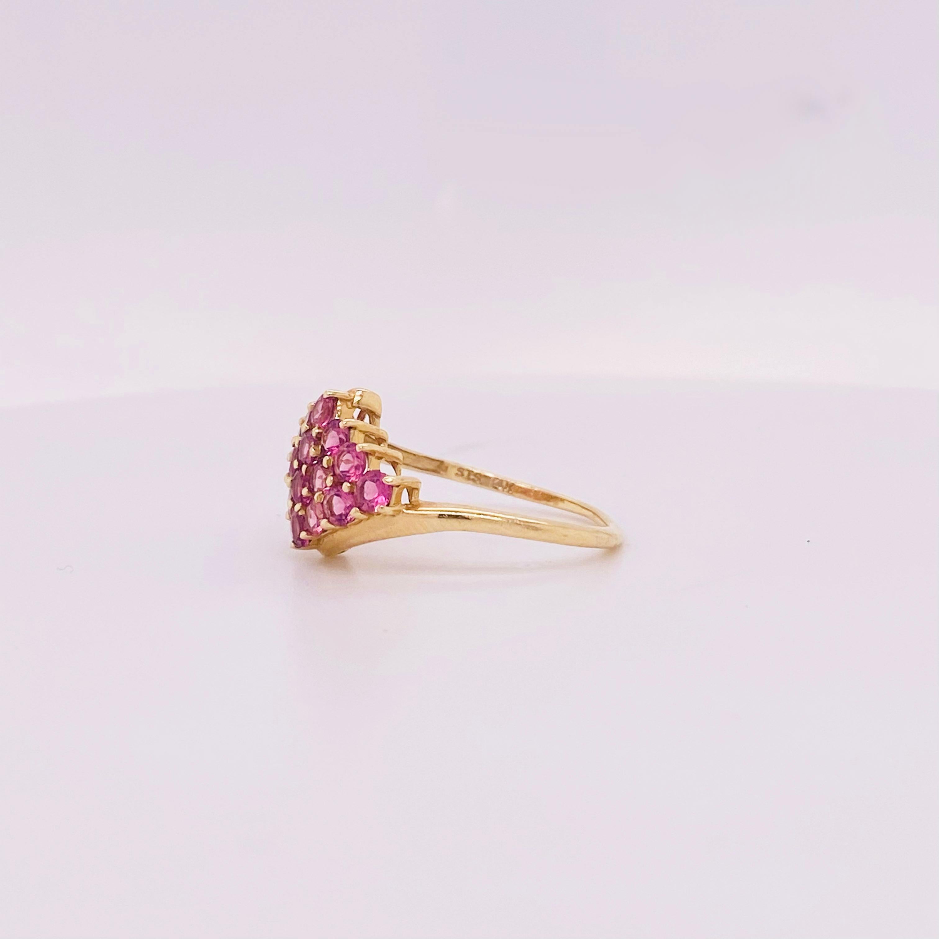 For Sale:  Pink Pink Tourmaline Cluster Ring w Bright Pink Gemstones 2