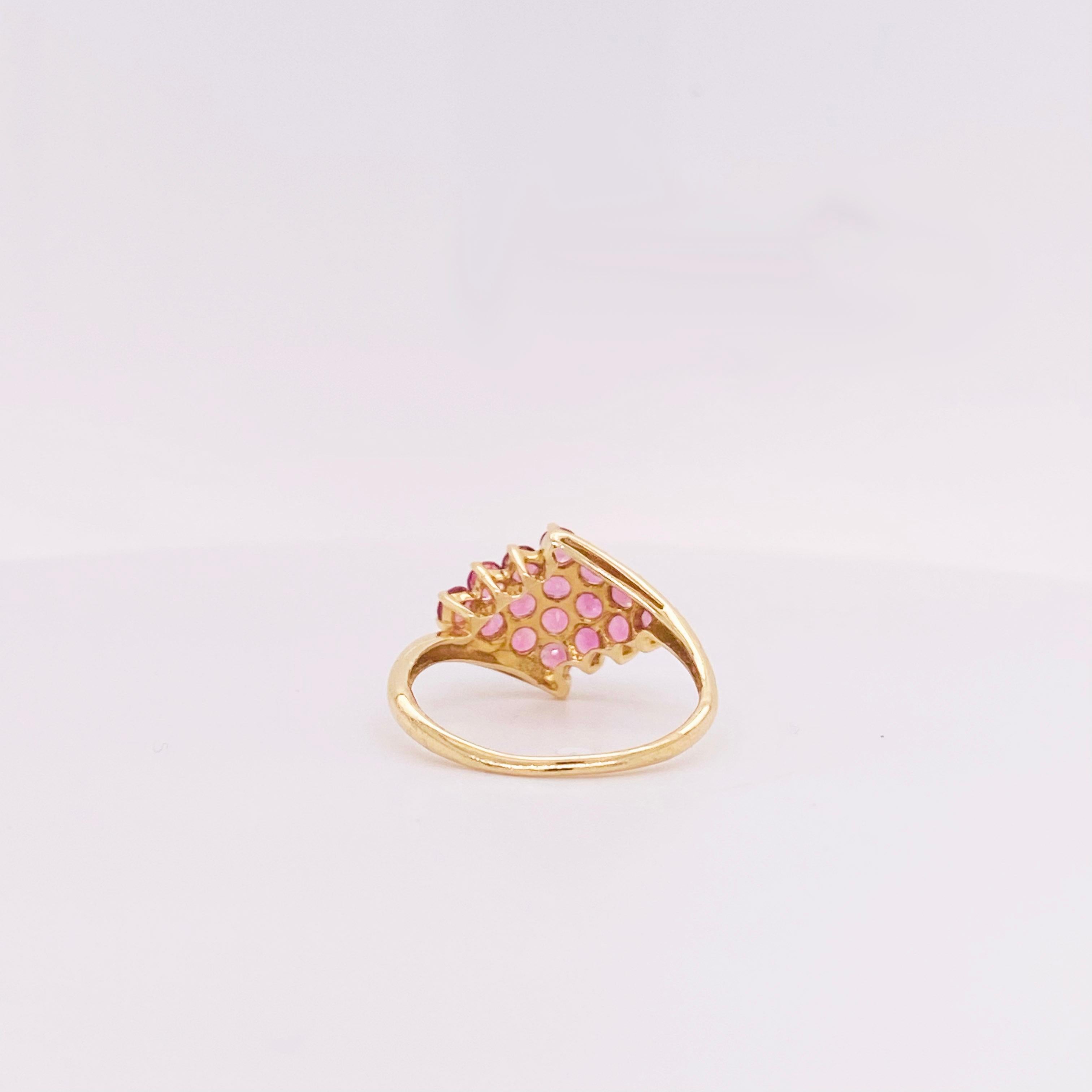 For Sale:  Pink Pink Tourmaline Cluster Ring w Bright Pink Gemstones 3