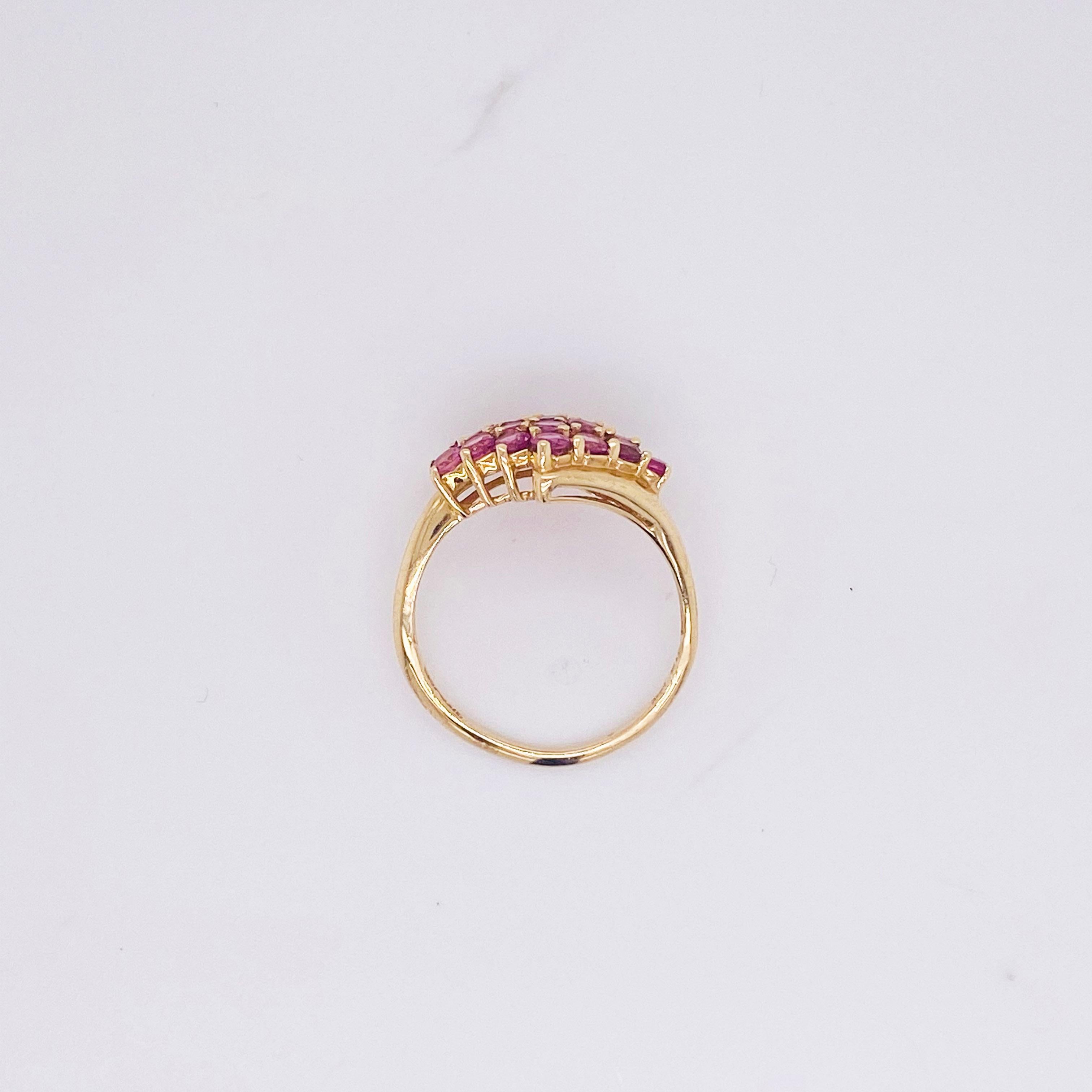 For Sale:  Pink Pink Tourmaline Cluster Ring w Bright Pink Gemstones 4
