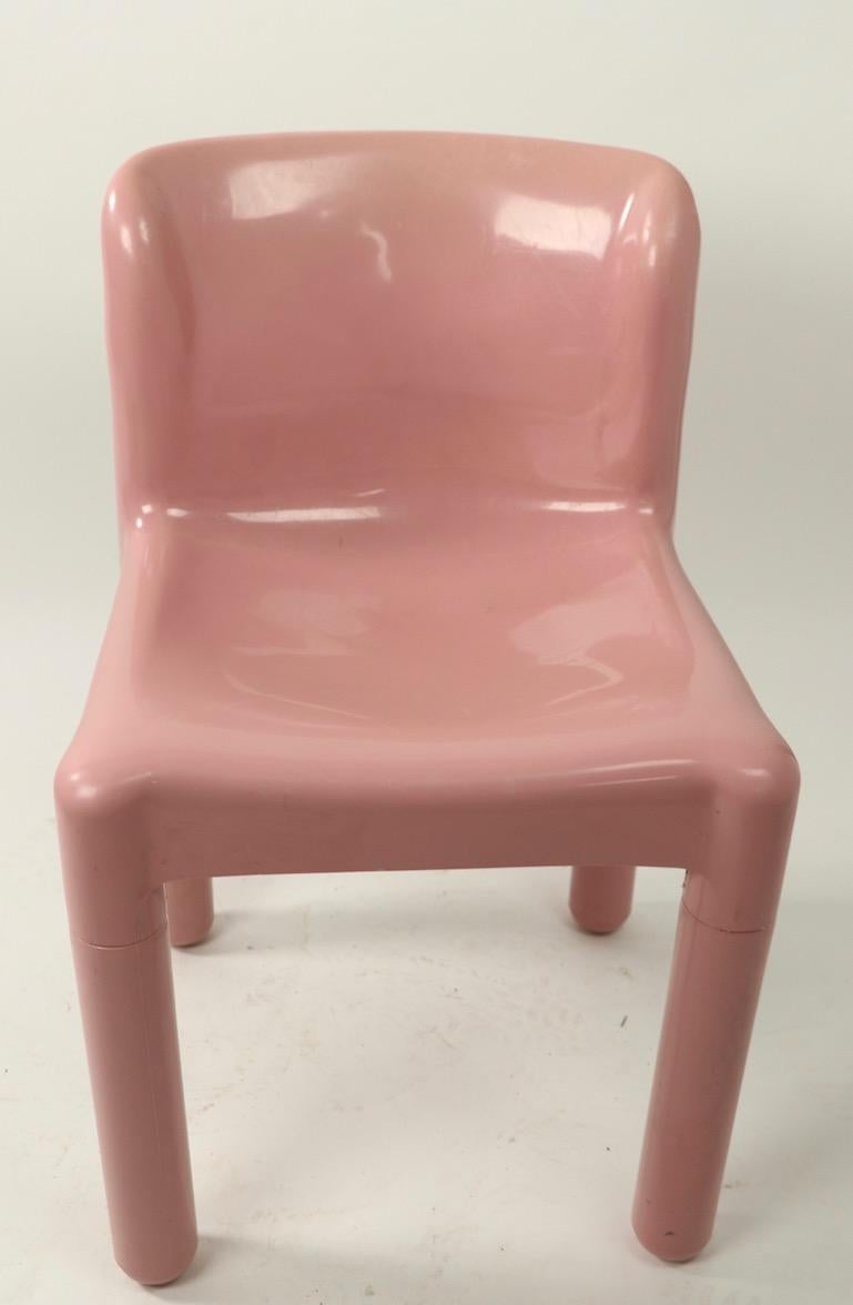 Molded Pink Plastic Chair Model 4975 Designed by C. Bartoli for Kartell