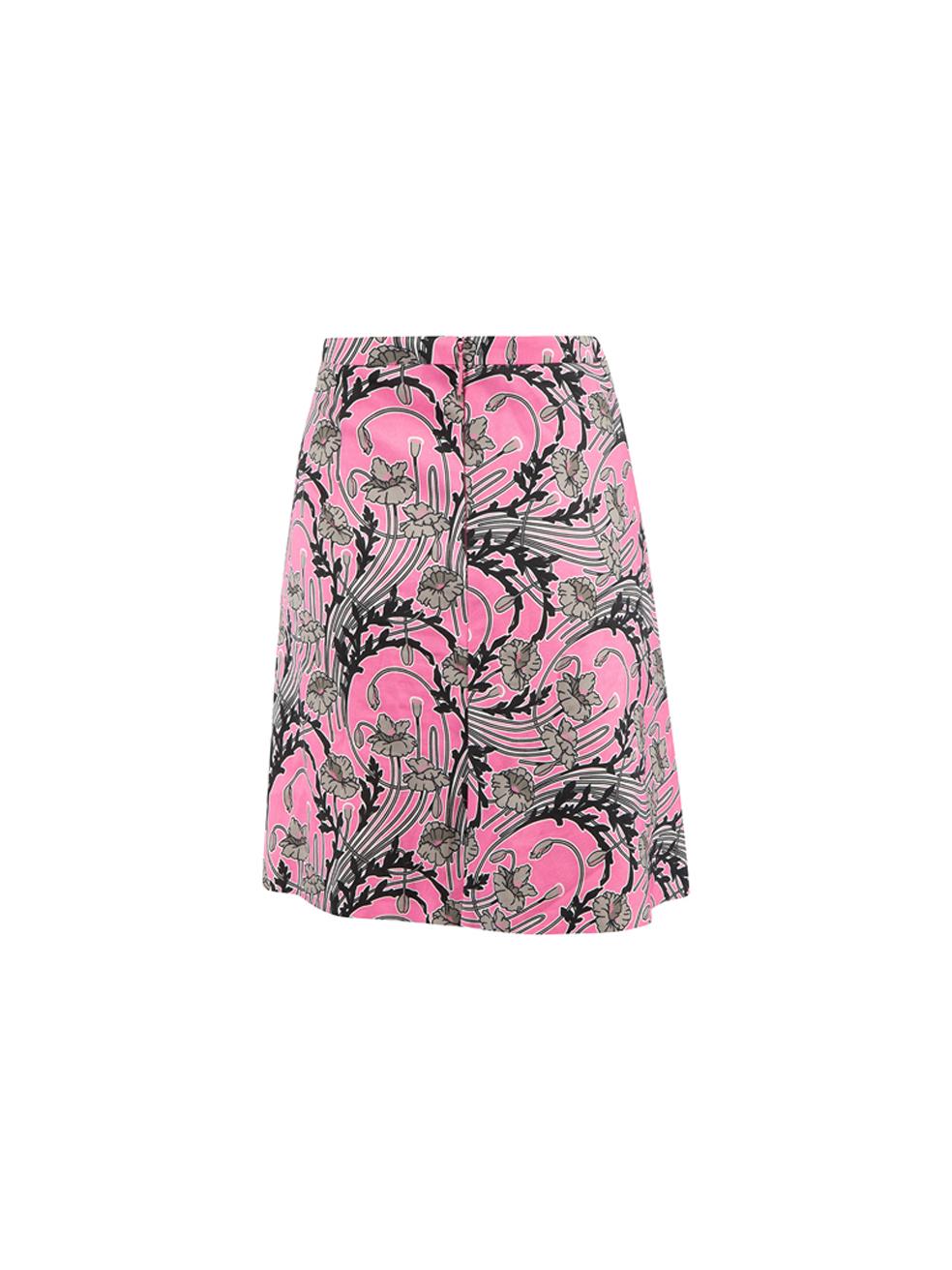 Christopher Kane Pink Pleated Detail Floral Print Skirt Size M In Good Condition For Sale In London, GB