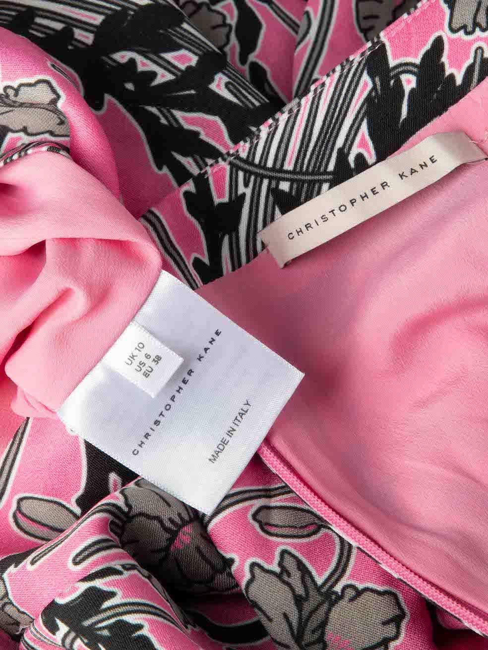 Christopher Kane Pink Pleated Detail Floral Print Skirt Size M In Good Condition For Sale In London, GB