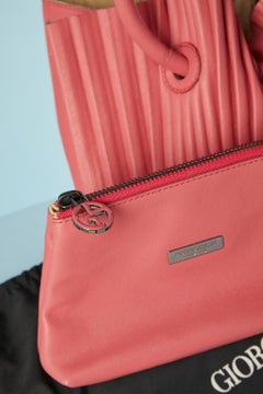 Pink pleated leather hand-bag with pouch  Giorgio Armani