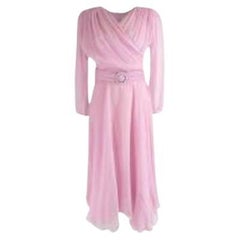 Pink plisse chiffon dress