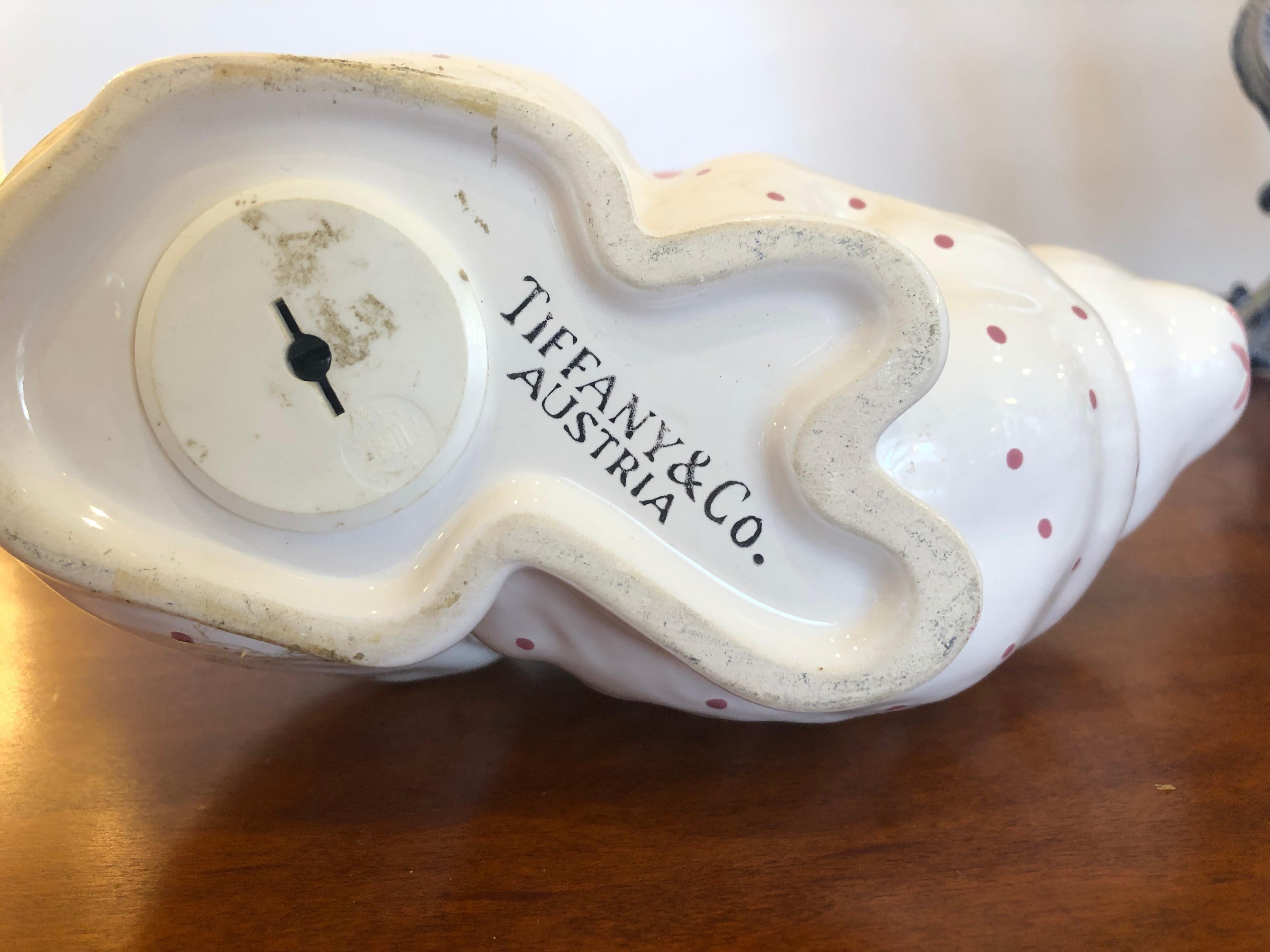 Austrian Pink Polka Dot Tiffany Bunny Rabbit Bank