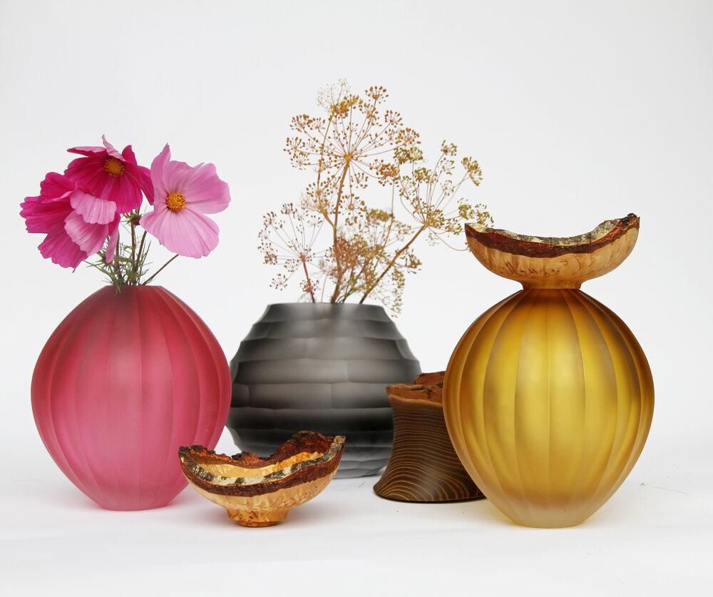 Spun Pink Poppy Stacking Vessel, Pia Wüstenberg For Sale