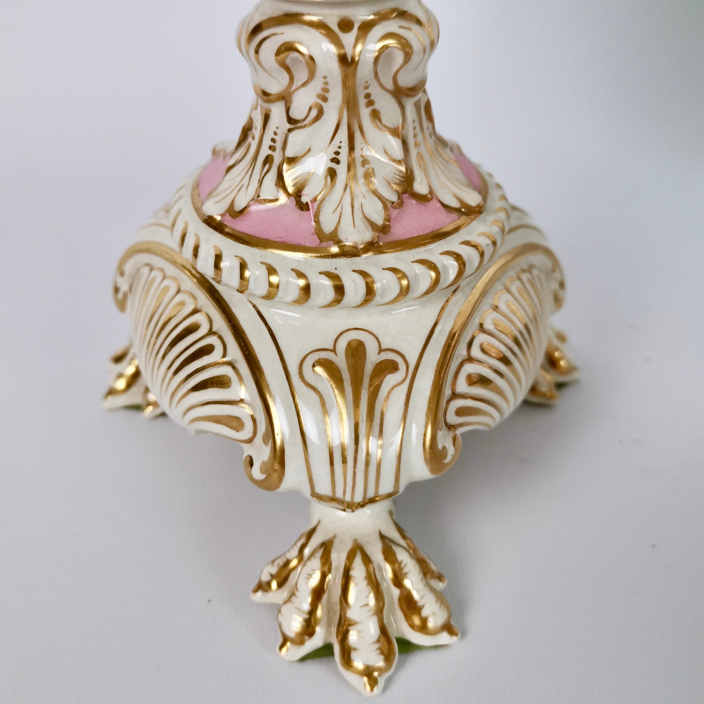 Pink Porcelain Dessert Service, Spectacular Claw-Footed Tazzas, Victorian In Good Condition In London, GB