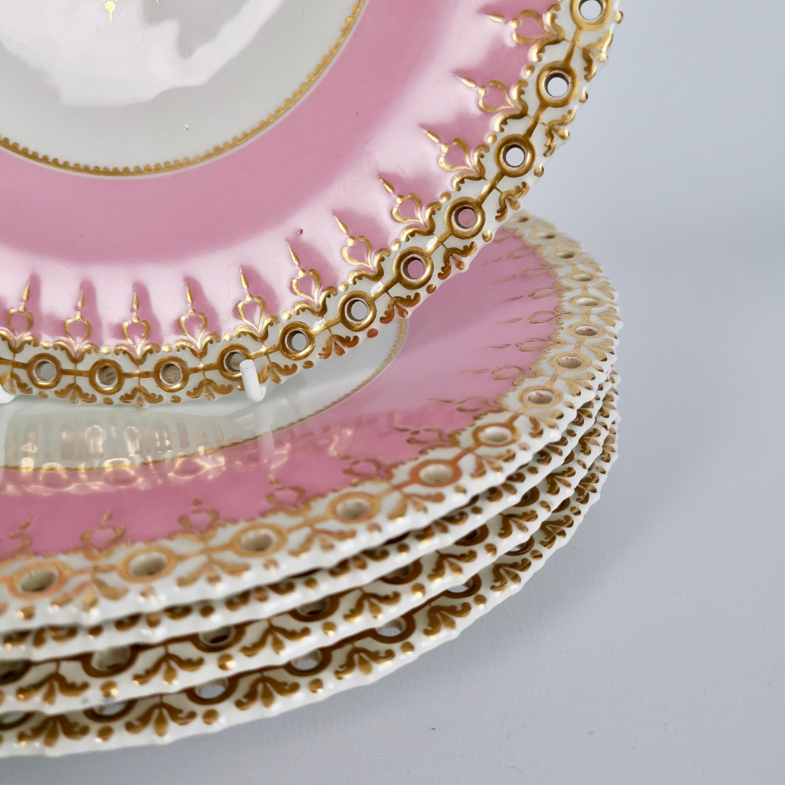 Pink Porcelain Dessert Service, Spectacular Claw-Footed Tazzas, Victorian 2