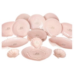 Used Pink Porcelain 'Nautilus' Dessert Service by Wedgwood for John Mortlock, 1880s