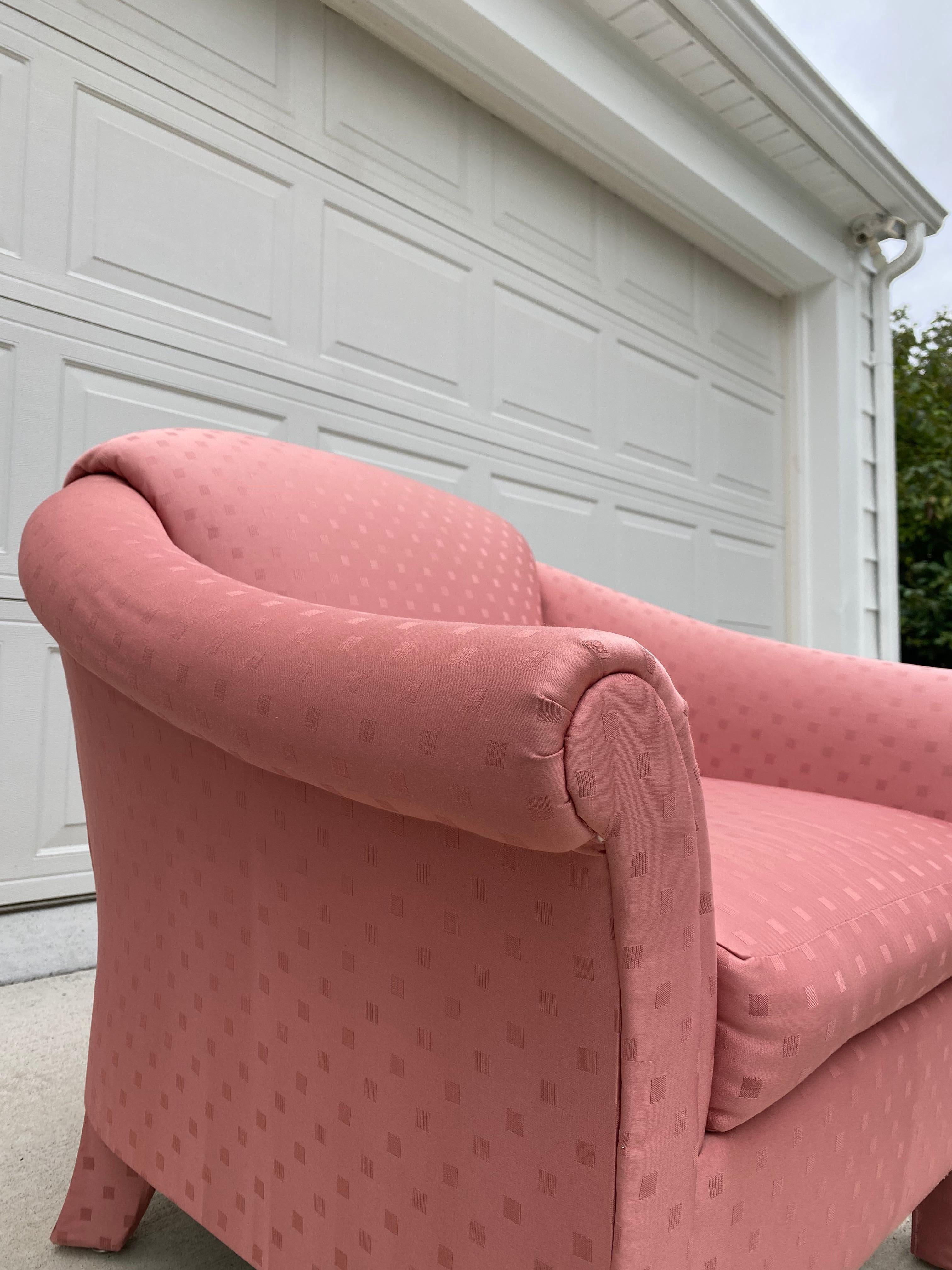 Pink Post-Modern Parsons Lounge Chair For Sale 6