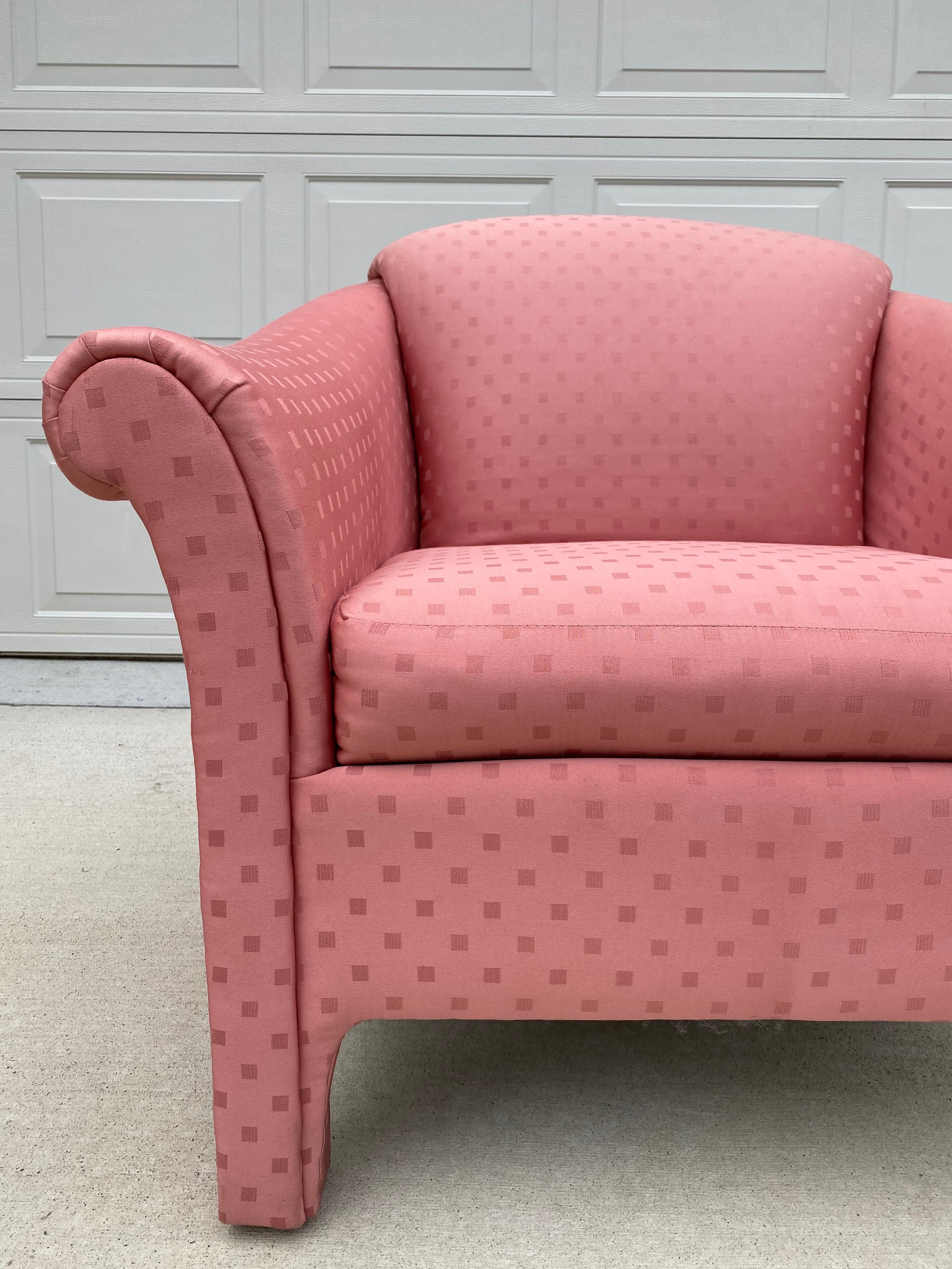 Late 20th Century Pink Post-Modern Parsons Lounge Chair For Sale